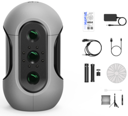 3DMakerpro - Mole 3D Scanner, 0.05mm Accuracy, 0.1mm Resolution, Handheld & Turntable Scan, NIR Light & Visual Tracking - Luxury - Gray