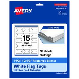 Avery - Banner Flag Tags, 1-1/2" x 2-1/3", Matte 150 Total - White