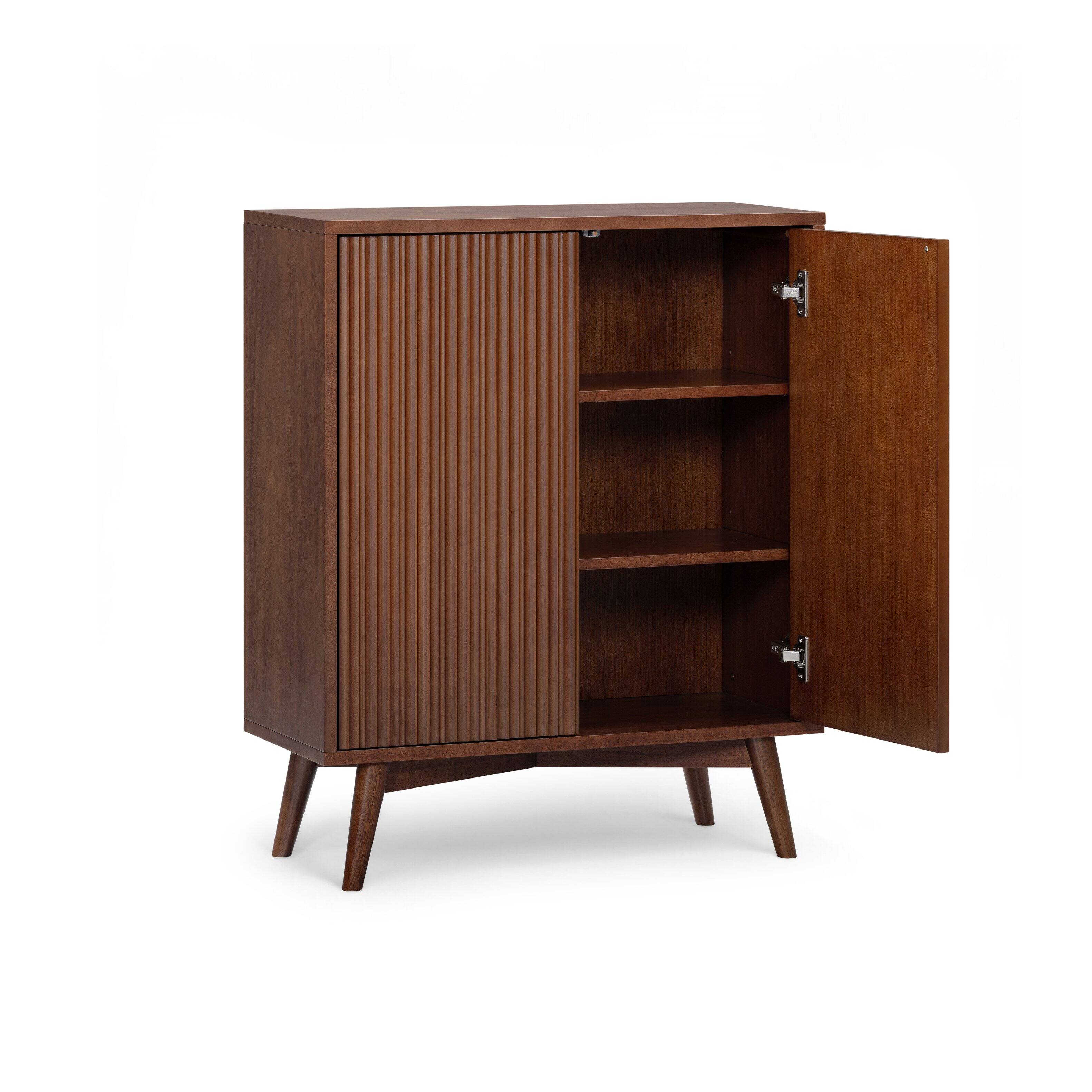 Alt View 4. Teamson Home - Tremolo Accent Cabinet with 2 Doors & Adjustable Shelves with Wood Fluted Fronts - Brown.