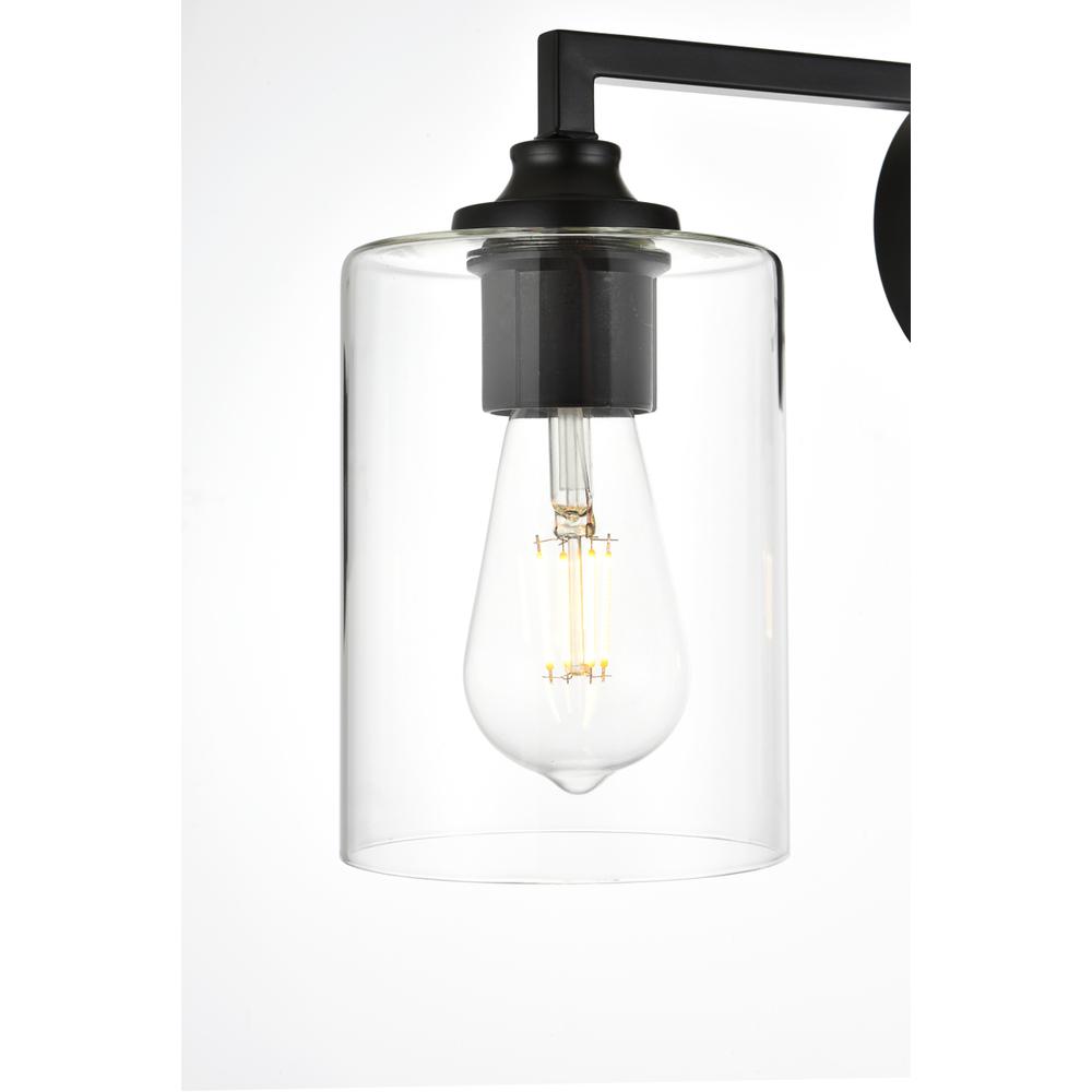 Left. Living District - Mayson 3 light Black and Clear Bath Sconce - Black And Clear.