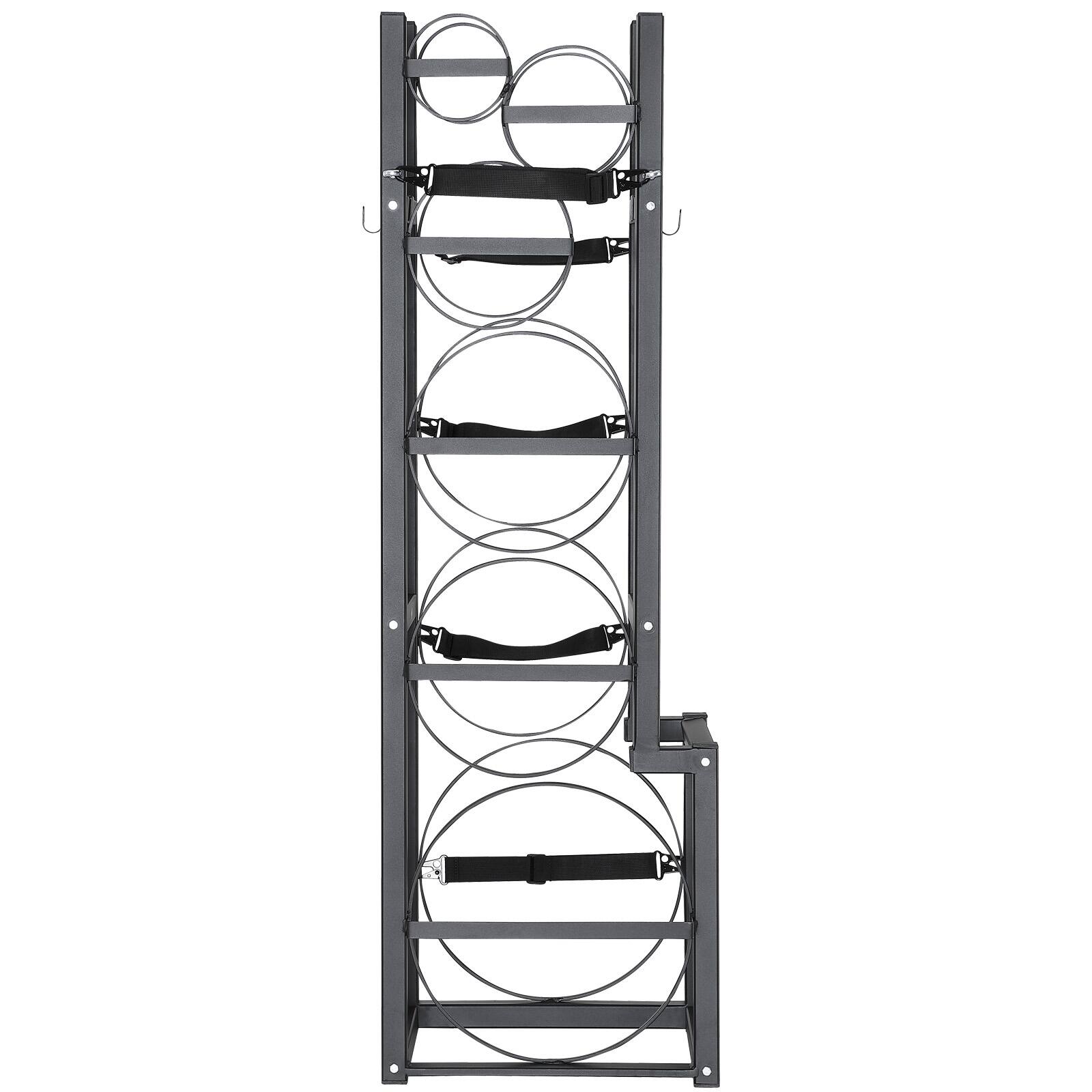 Alt View 5. VEVOR - Refrigerant Tank Rack, with 1 x 50lb, 2 x 30lb and Other 3 Small Bottle Tanks, Cylinder Tank Rack 15.55x12.99x49.8 in - Black.