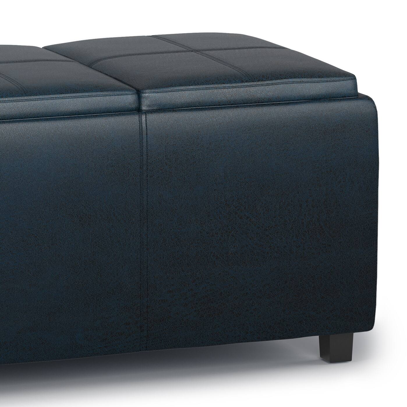 Alt View 12. Simpli Home - Avalon Storage Ottoman - Distressed Dark Blue.