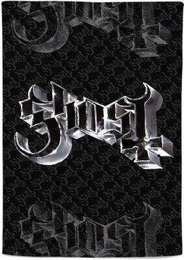 PopMarket - Ghost - Rocksax - Ghost - Chrome Logo - Sherpa Fleece Throw (50 in x 60 in) - Multicolor