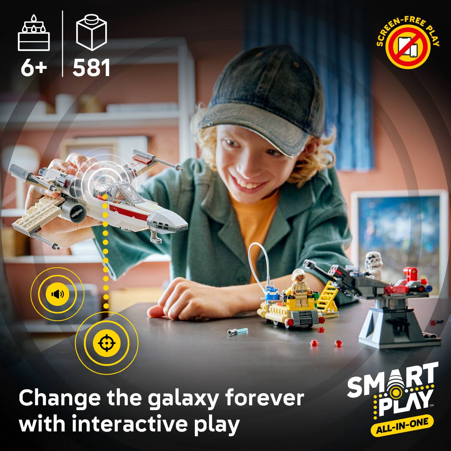 6+  
581  

SCREEN-FREE PLAY  

Change the galaxy forever with interactive play  

SMART PLAY  
ALL-IN-ONE