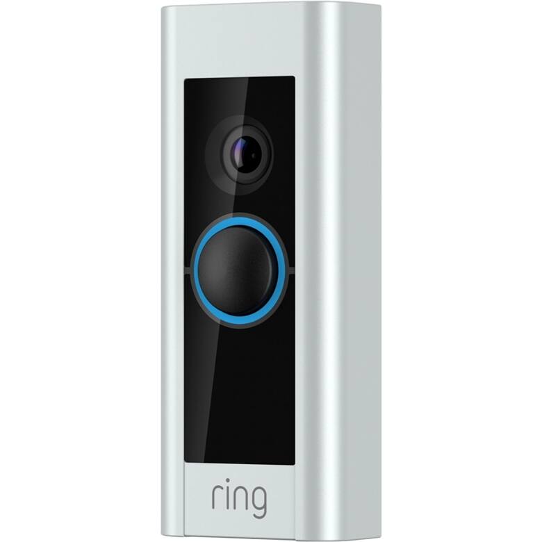Left. Ring - 1080p Doorbell Pro Smart WiFi Video Doorbell - Satin Nickel - Silver.