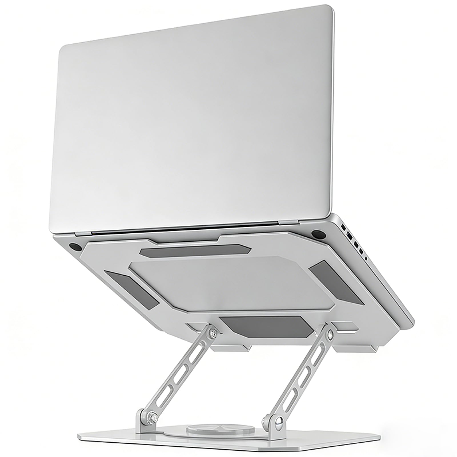 Alt View 3. HongFei - 360° Rotating Laptop Stand for Desk, Heavy Duty Solid Steel Ergonomic Riser, Foldable Portable Holder, Adjustable Stand - white.