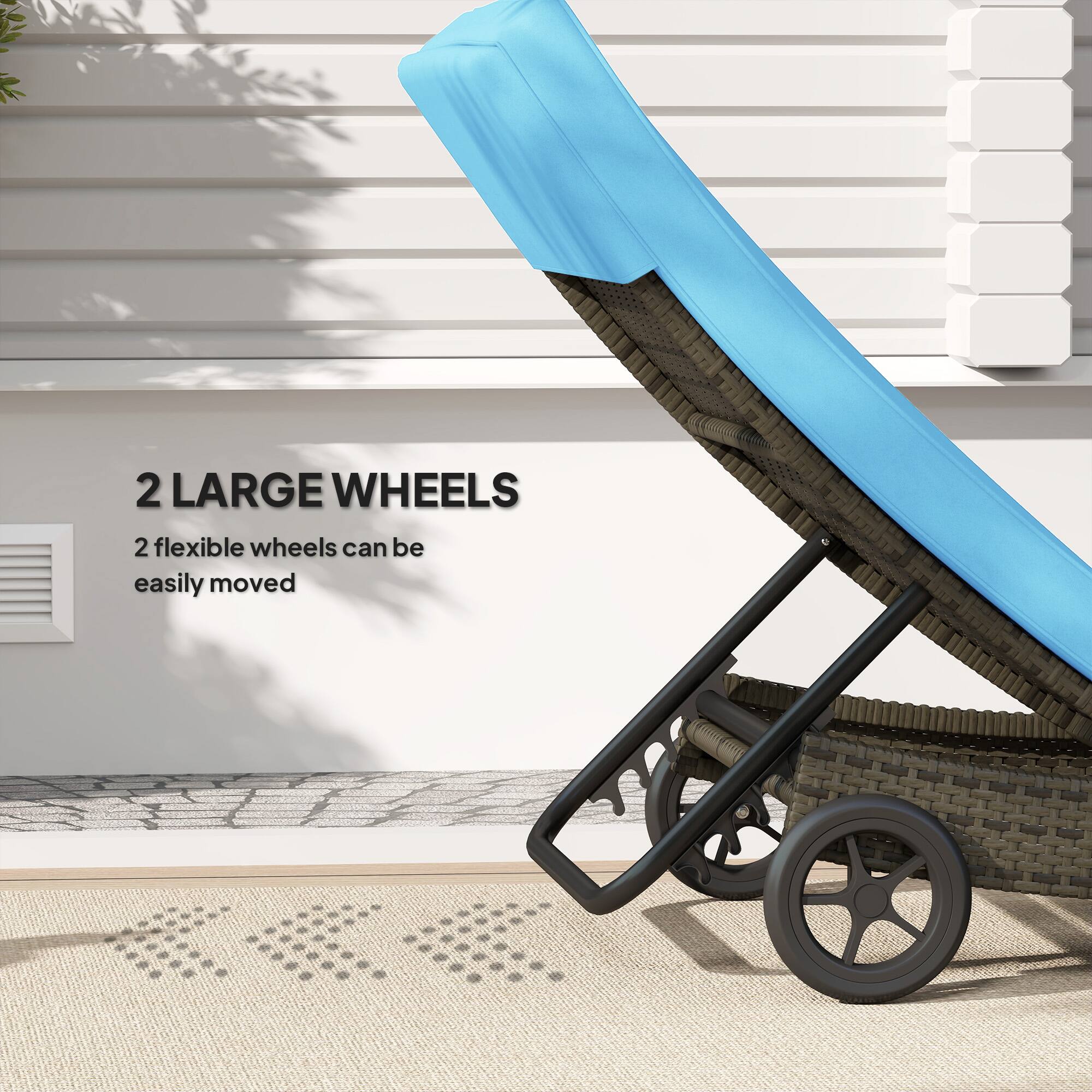 2 large wheels
2 flexible wheels can be easily moved