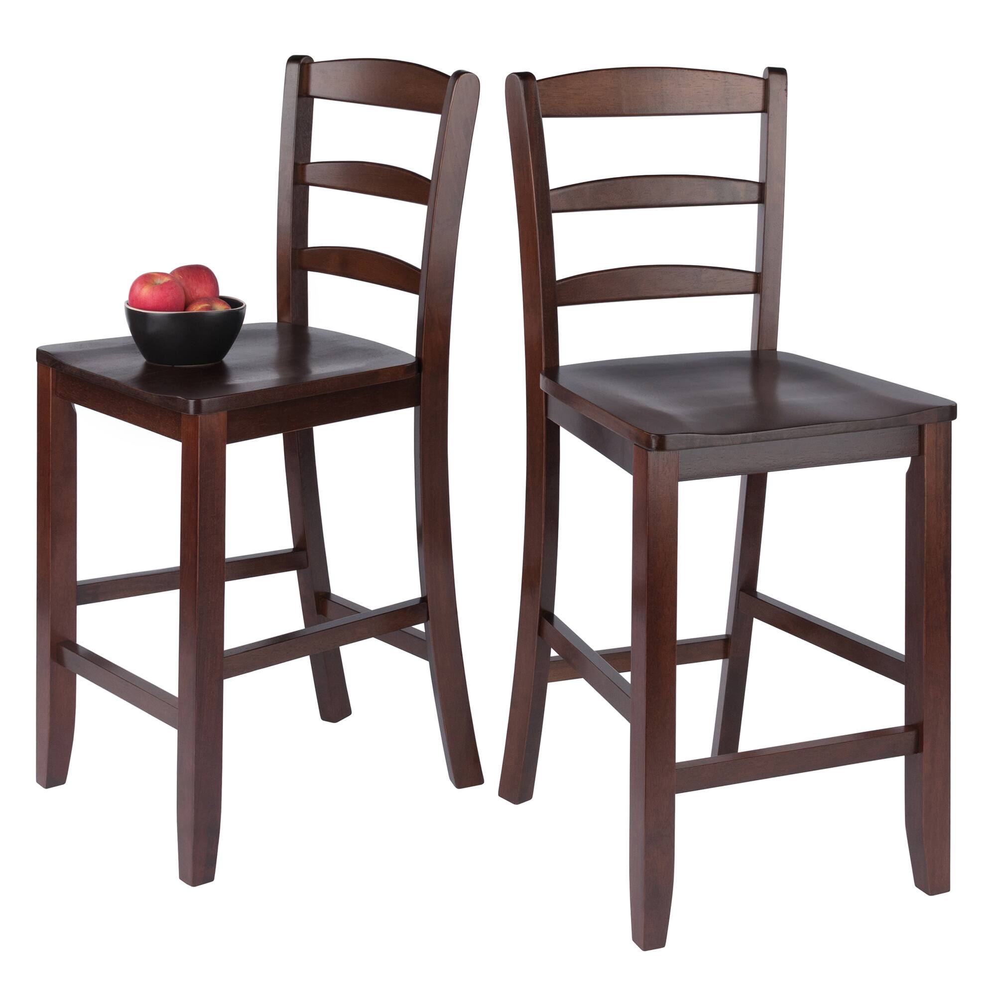 Alt View 5. Winsome Wood - Benjamin 2-Pc Ladder-back Counter Stool Set - Walnut.