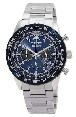 Citizen - Eco-Drive Chronograph Stainless Steel Dial CA4554-84L 100M Men's Watch - Blue