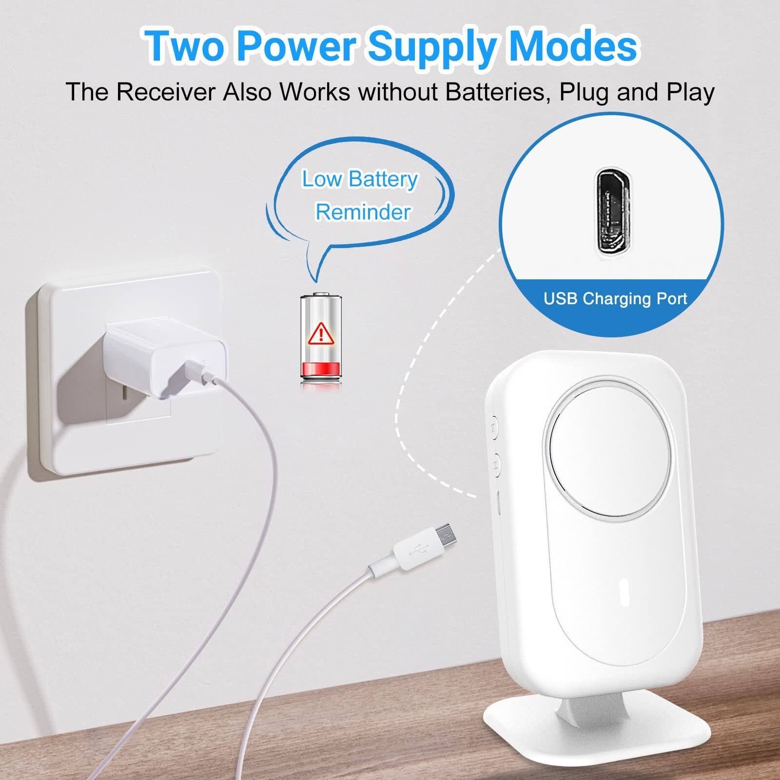 Two Power Supply Modes  
The Receiver Also Works without Batteries, Plug and Play  
Low Battery Reminder  
USB Charging Port