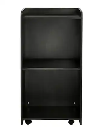 Front. AdirOffice - Podium Lectern, Wood Mobile Presentation Lectern Stand with Shelves - Black.
