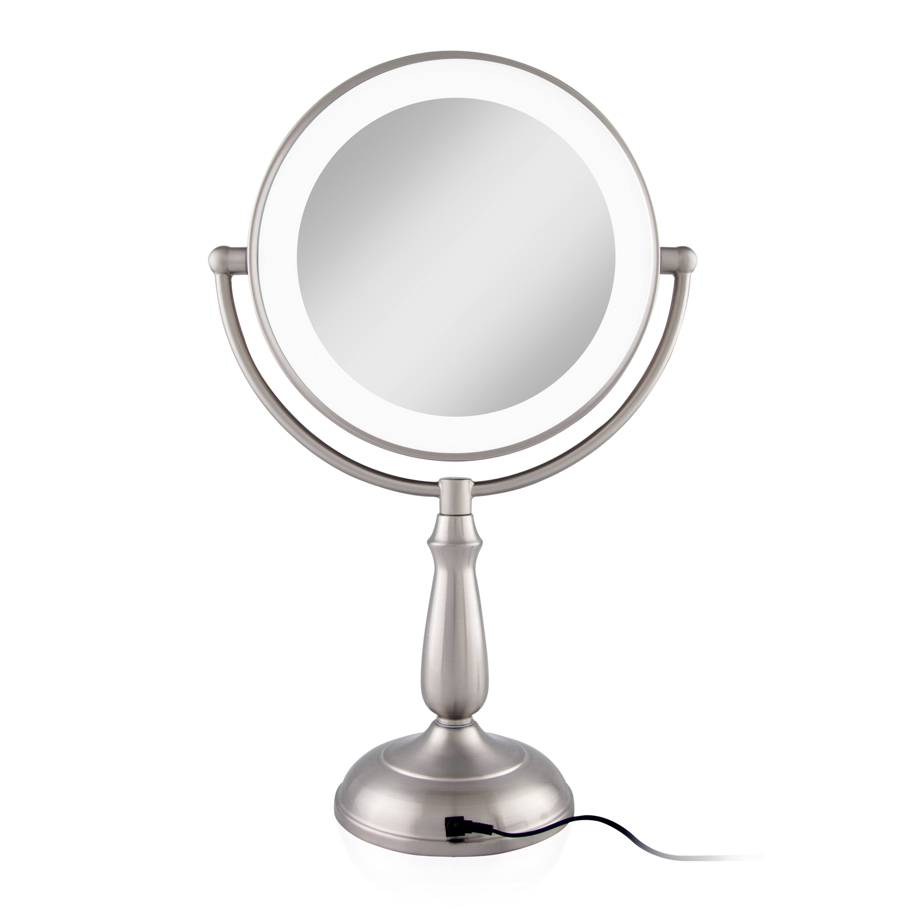 Back. Zadro - LED Lighted Makeup Mirror with Touch Control and Magnification Options 5X, 10X, 12X - Satin Nickel.