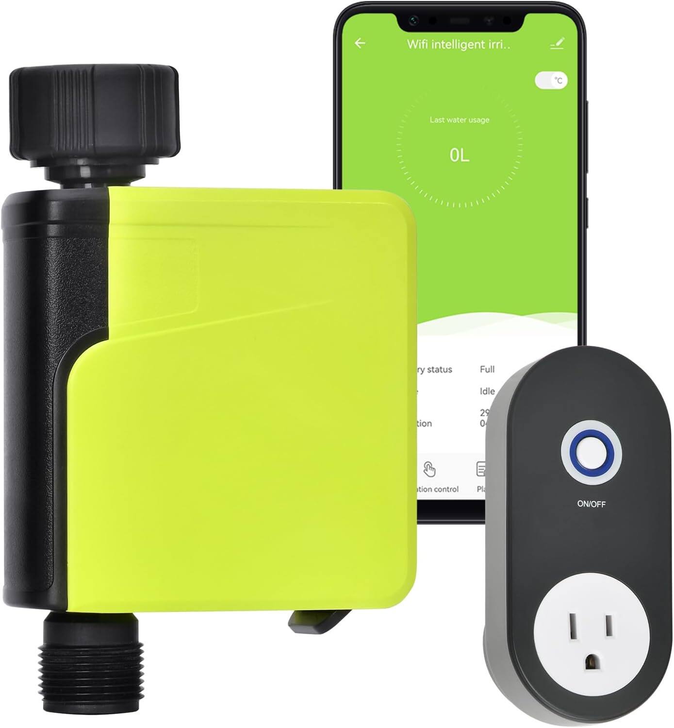 Wifi intelligent irrigation, Last water usage OL, Full, Idle, 29, 0, ON/OFF