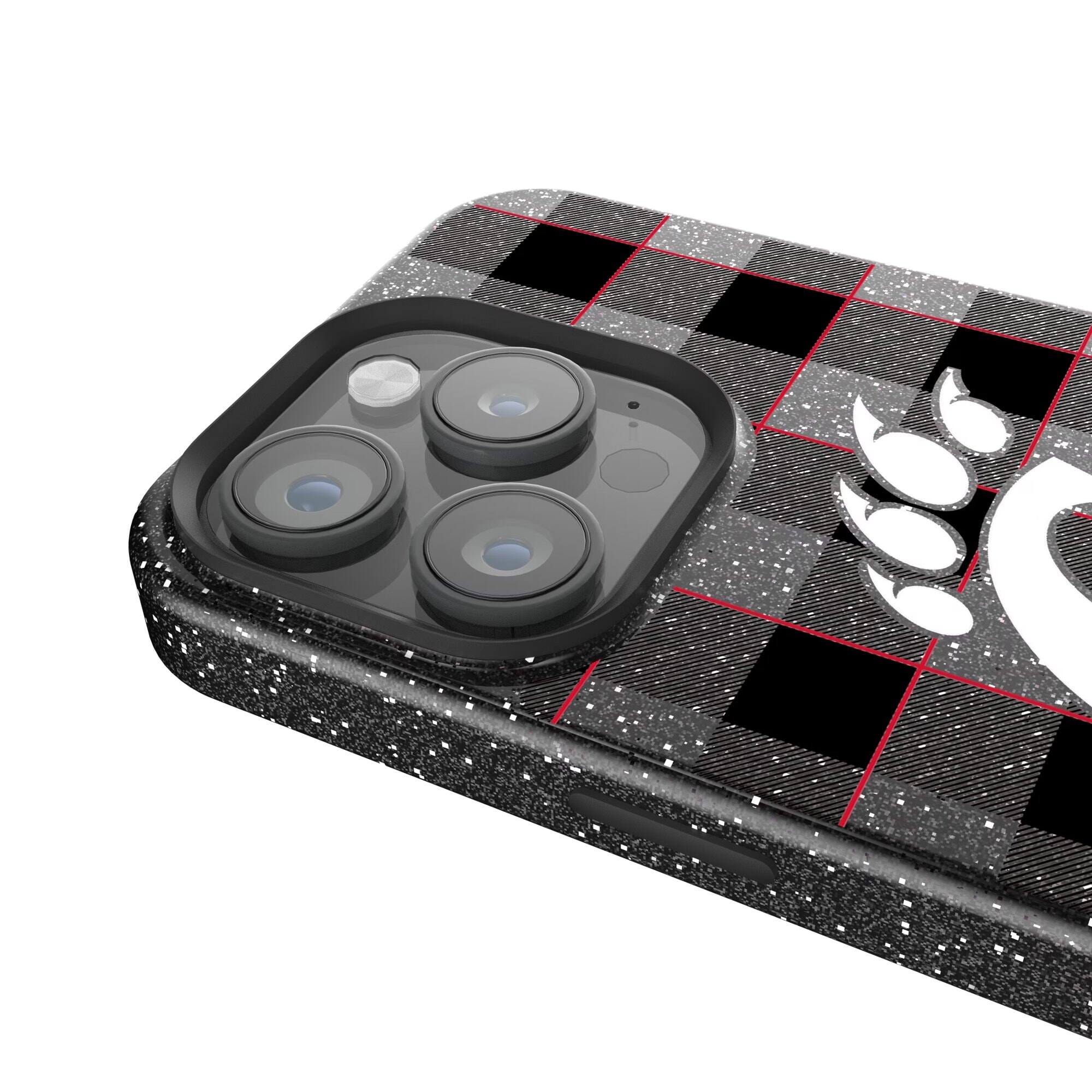 Alt View 3. Keyscaper - Cincinnati Bearcats Plaid Bling iPhone Case - 16 Plus - Black.