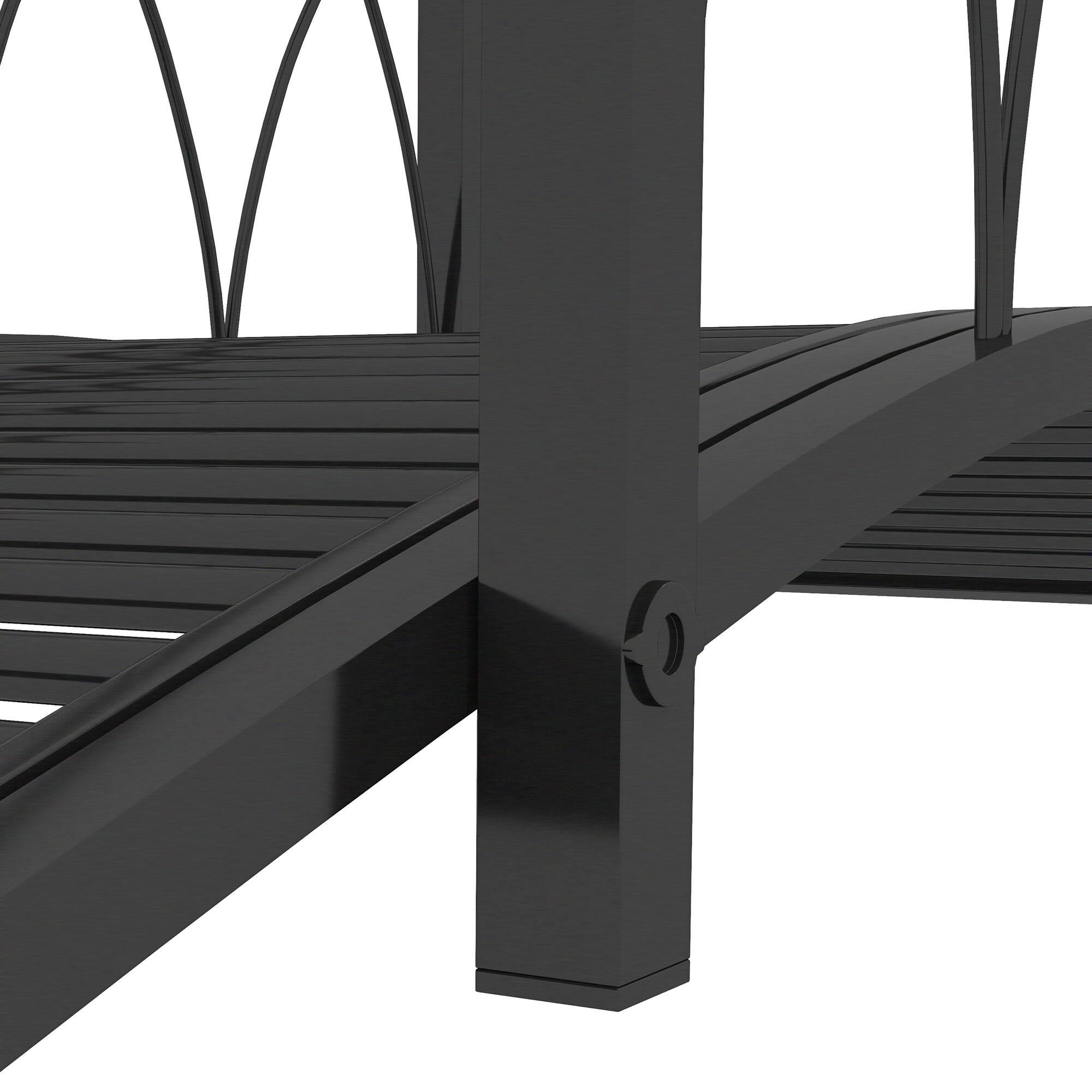 Alt View 8. Outsunny - 3.3' Metal Arch Zen Garden Bridge with Safety Siderails, Decorative Footbridge, Delicate Scrollwork & Corner Spheres - Black.