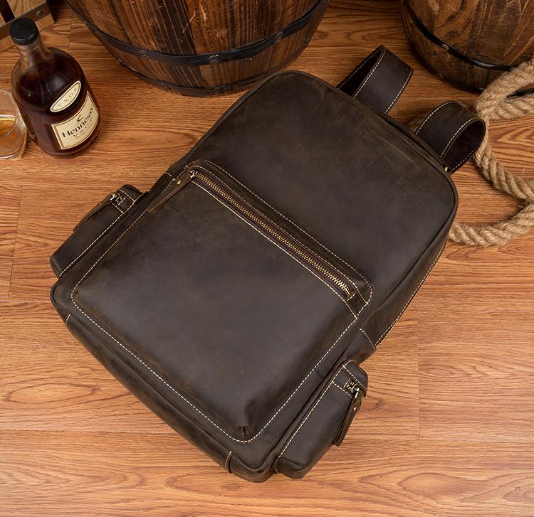 Alt View 8. Steel Horse Leather - The Langley Backpack | Genuine Vintage Leather Backpack - Brown.