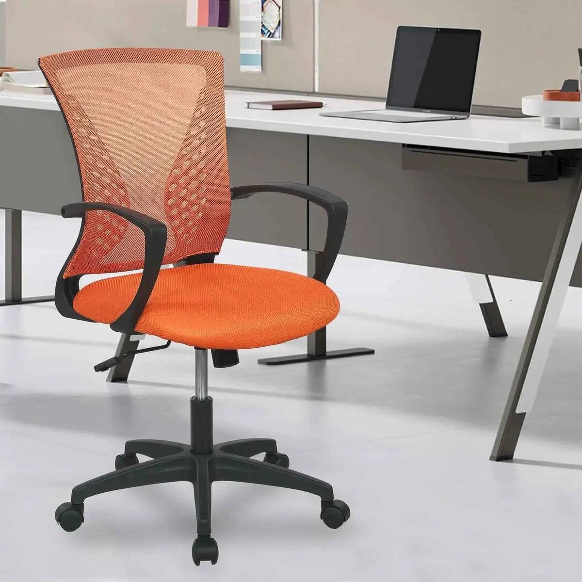 Left. Orange - Ergonomic Office Chair with Lumbar Support and Adjustable Height - Orange.