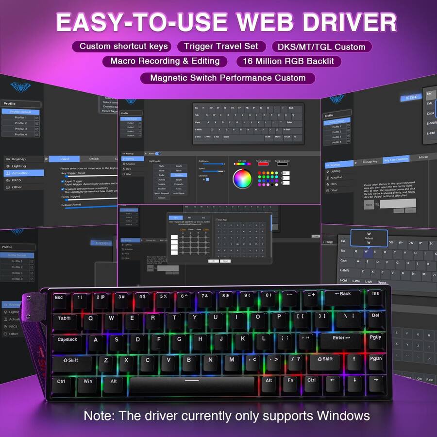 Current Driver Set Shotcut Key COTTAGE Win68 He Mechanical Gaming 60 Hall Effect Magnetic Fast Trigger ...