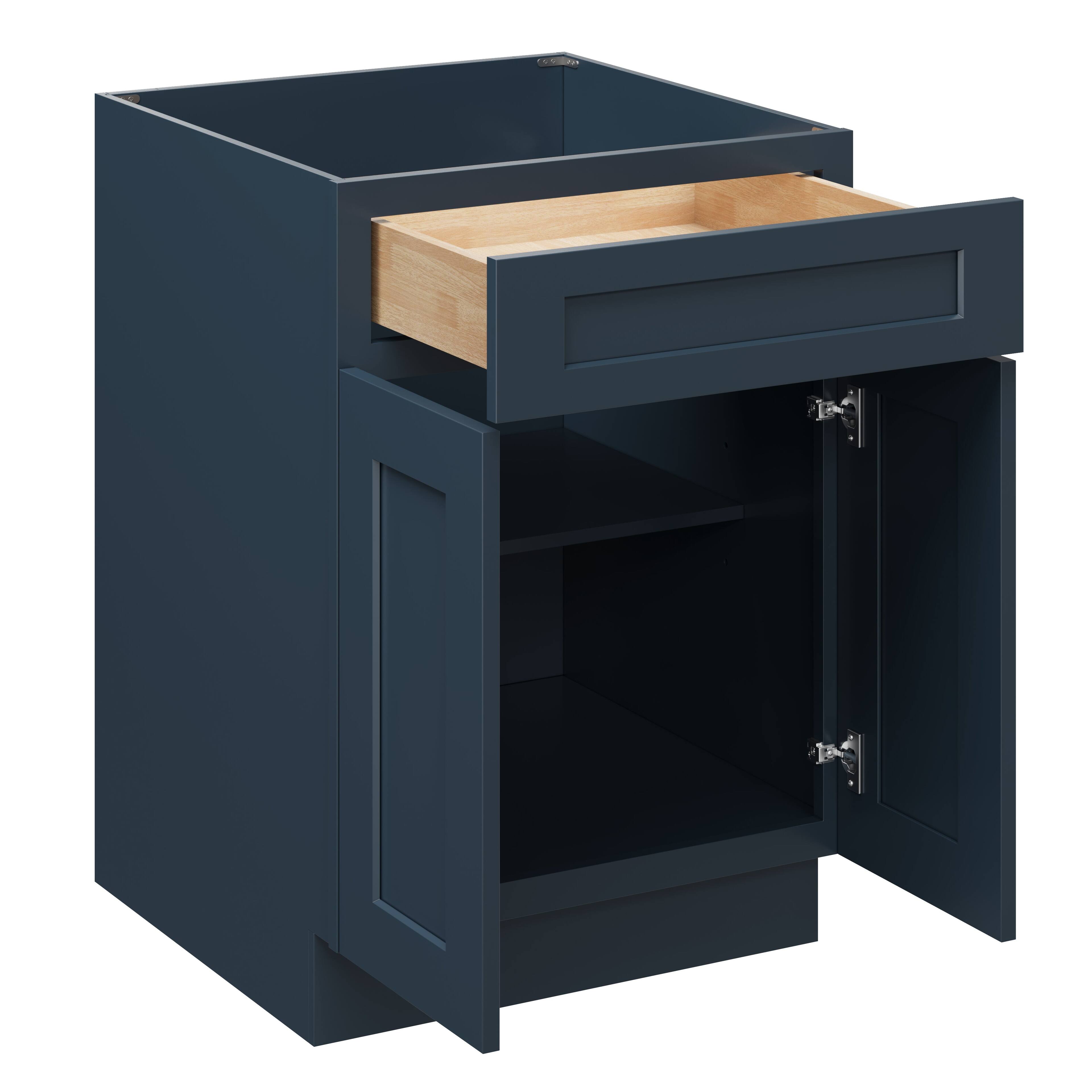 Alt View 1. Boyel Living - 24 Inch Cyber Grey Base Cabinet with Full Overlay Doors and Soft Close Hinges - Cyber Grey.