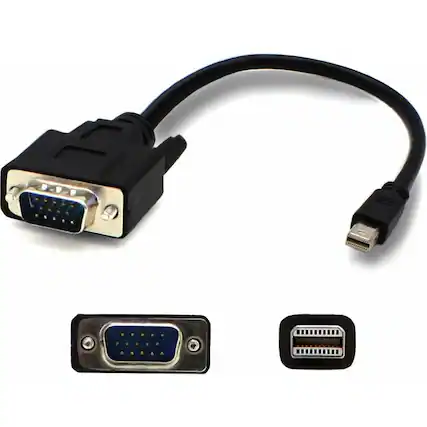 Front. AddOn - AddOn 6ft Mini-DisplayPort 1.1 Male to VGA Male Black Cable For Resolution Up to 1920x1200 (WUXGA) - 6 ft Mini - Black.