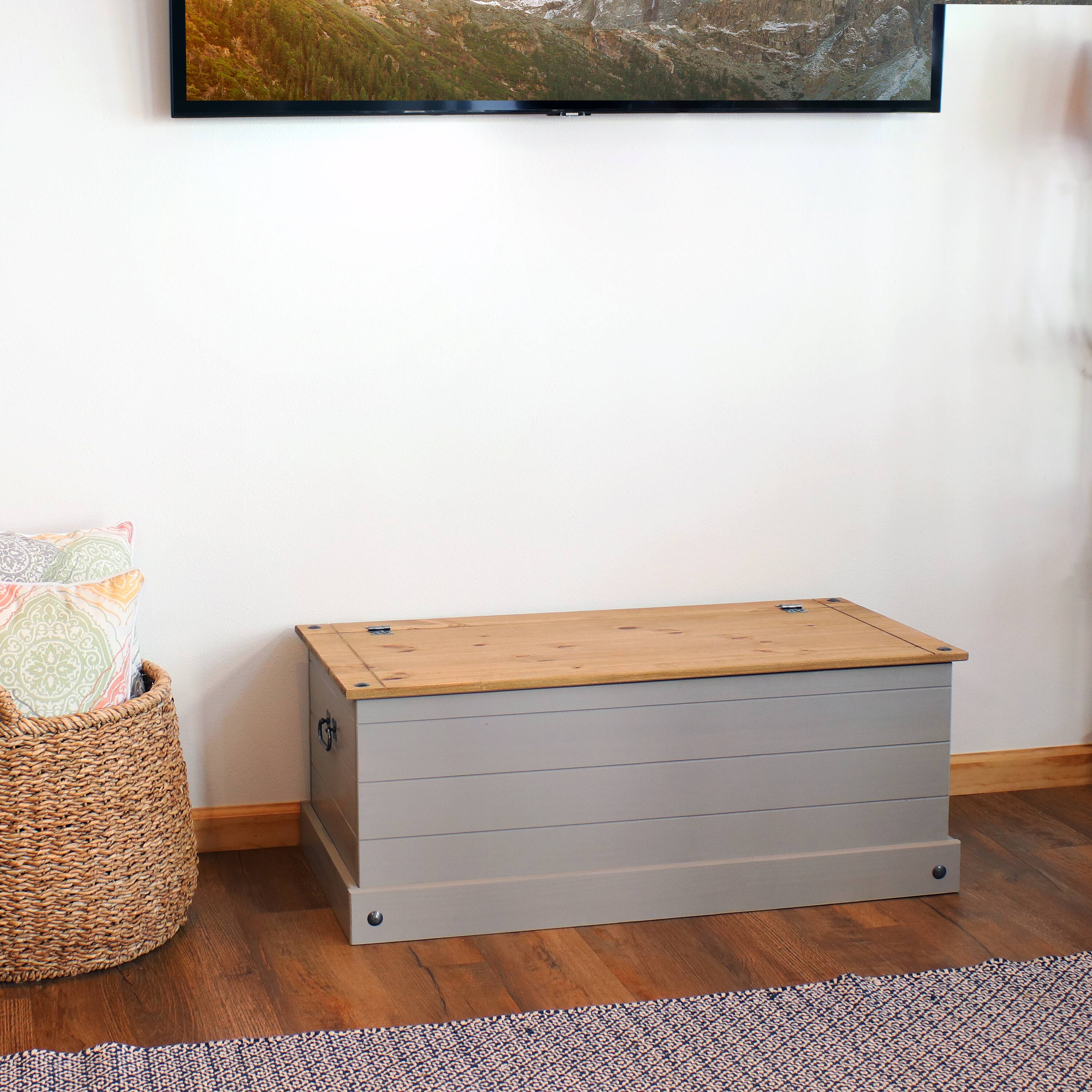 Alt View 5. Sunnydaze - Solid Pine Trunk with Handles - 39.5" W - Gray.