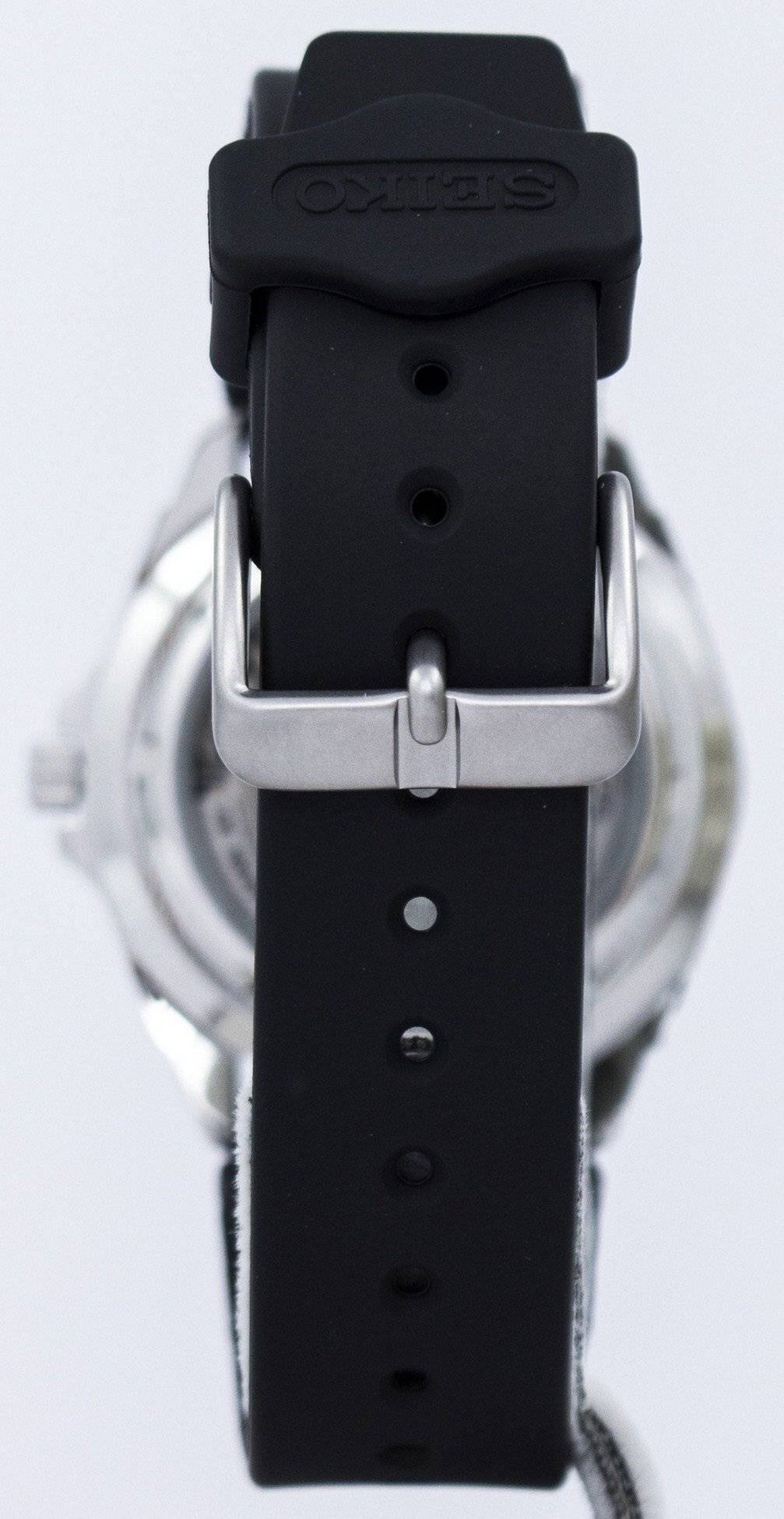Back. Seiko - Seiko 5 Sports Automatic SNZB23J2 Mens Watch Japan Made 23 Jewels Rubber Strap Black Dial Day/Date Display 100M - Black.