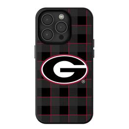 Keyscaper - NCAA - Georgia Bulldogs Plaid Magnetic Bump iPhone Case - 13 - Black