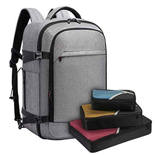 Front. Pacoar Cade - 40l Travel Backpack For Women Men,17 Inch Laptop Flight Approved Luggage Carry On Water Resistant Computer Weekender - Gray（backpack With 3 Packing Cubes）-17-inch.