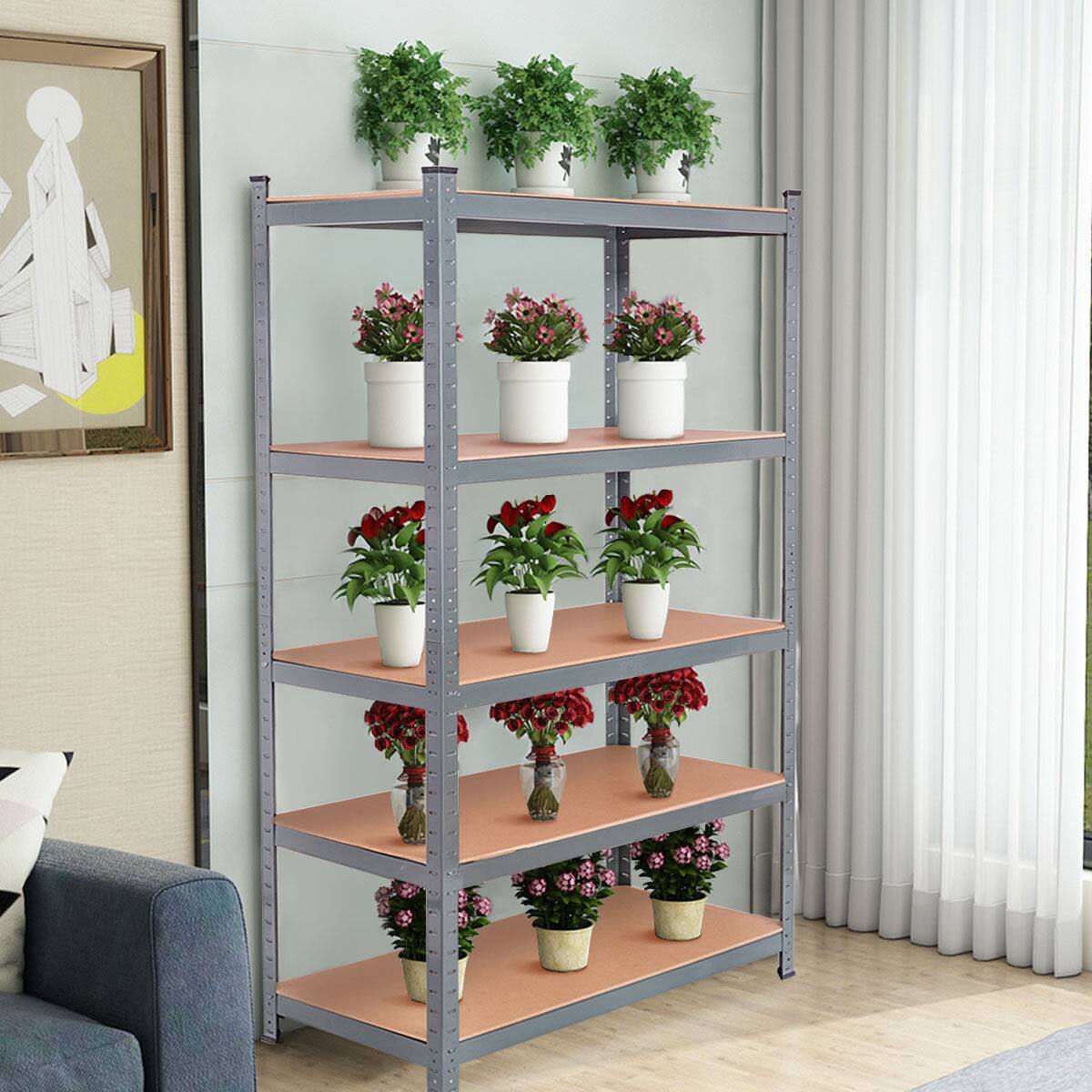 Alt View 2. Gymax - Gymax 72'' 5-tier Garage Steel Shelf Metal Storage Adjustable Unit - Brown.