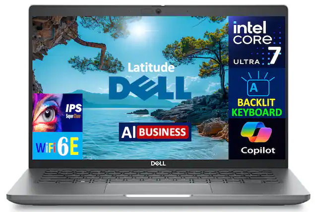 Latitude DELL
IPS Super Clear
AI BUSINESS
WiFi 6E
intel CORE 7 ULTRA
BACKLIT KEYBOARD
Copilot