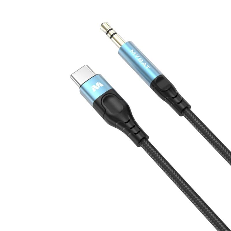 Front. Mybat - MyBat USB-C to 3.5mm Male Audio Cable (L=4 FT) - Black - Black.