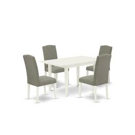East West Furniture - Dining Table- Parson Chairs - Brown