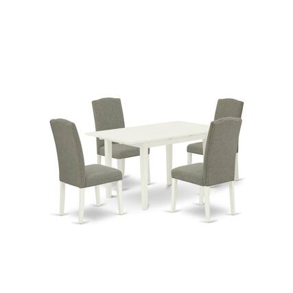 Front. East West Furniture - Dining Table- Parson Chairs - Brown.