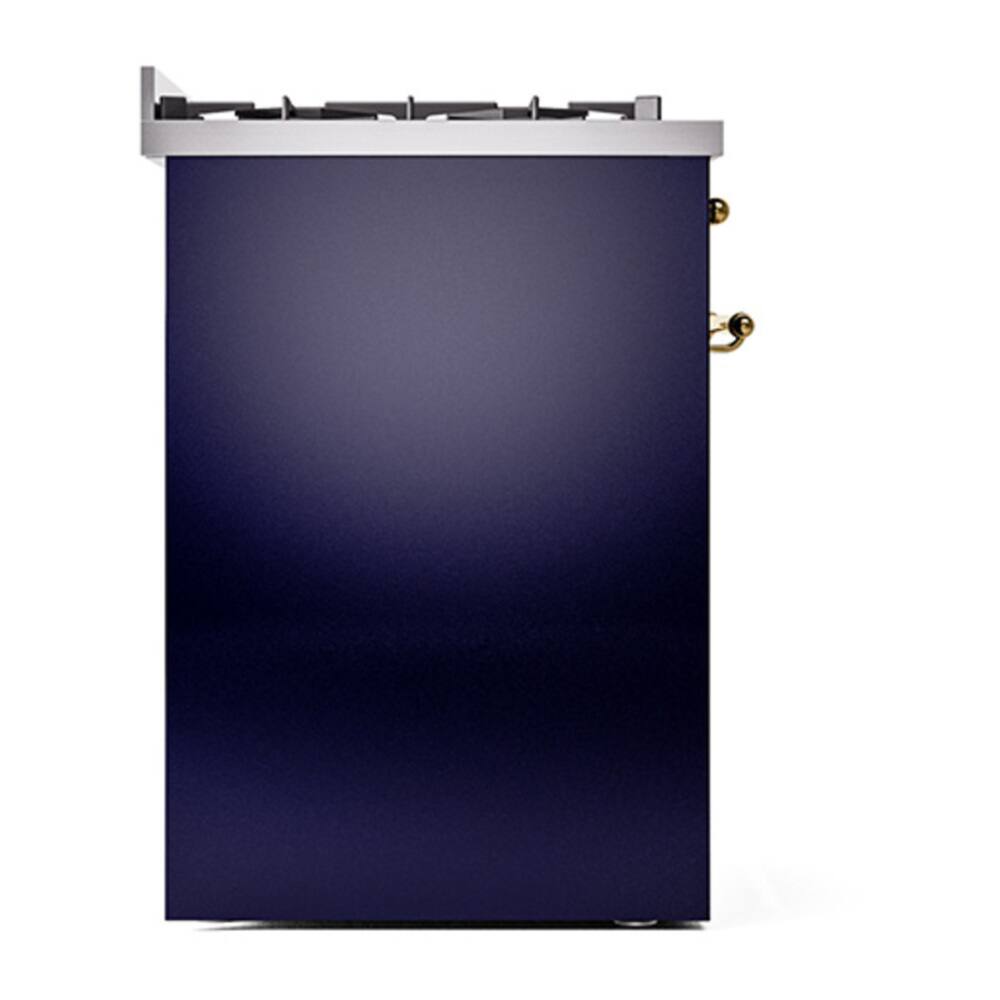 Alt View 9. ILVE - ILVE Nostalgie II Series 30 in. Dual Fuel Range with 5 Sealed Burners (Liquid Propane, Brass Trim) - Midnight Blue.