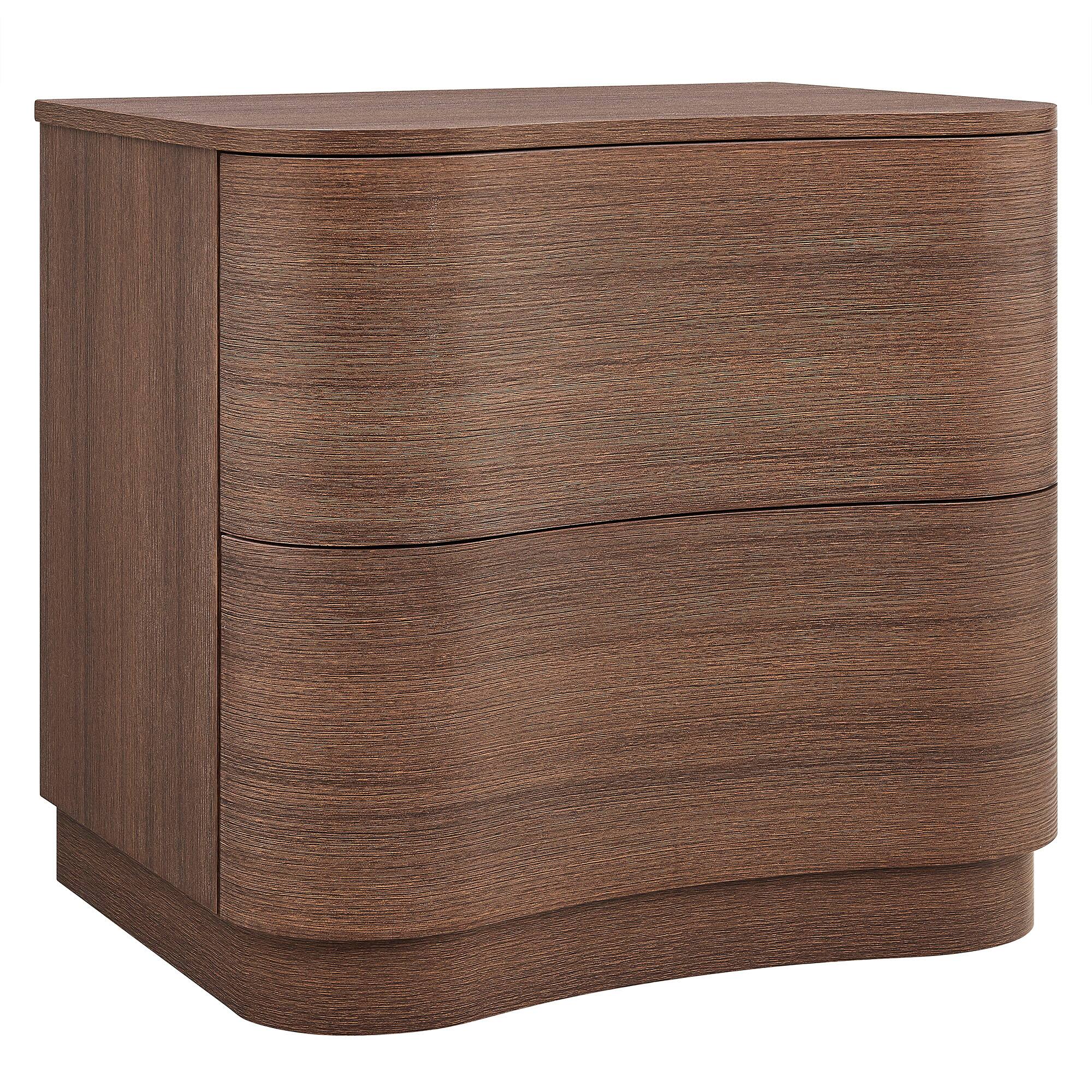 Angle. Modway - Mirae 2-Drawer Curved Nightstand by Modway - Brushed Brown Oak.