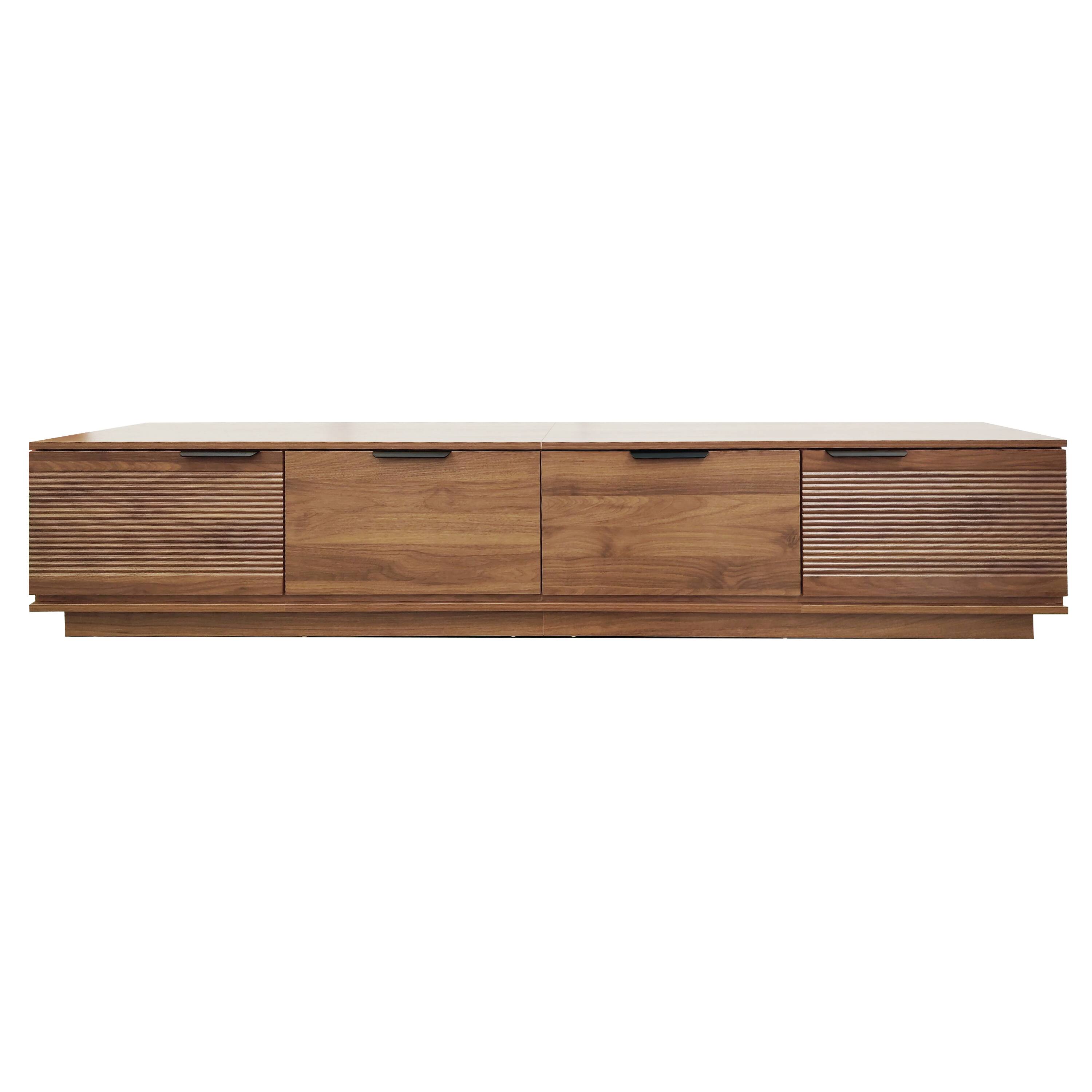 Alt View 4. MERAVOM - Mid-Century Modern TV Stand for TVs up to 85", Entertainment Center with Fluted Door & Cable Management for Living Room - Walnut.