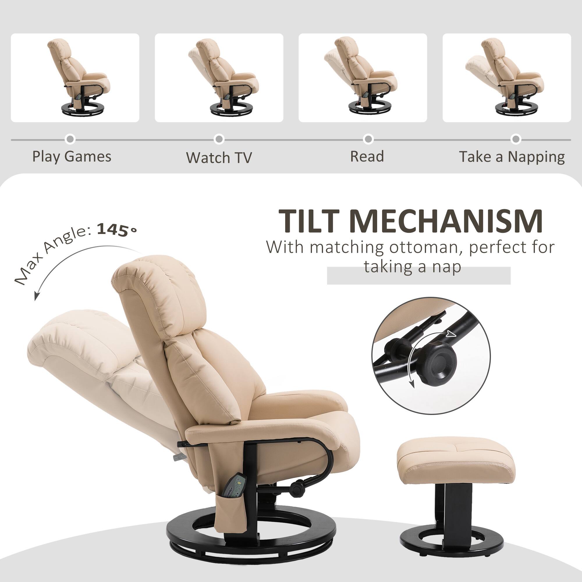 Play Games, Watch TV, Read, Take a Napping, Angle: 145, Max TILT MECHANISM, With matching ottoman, perfect for taking a nap