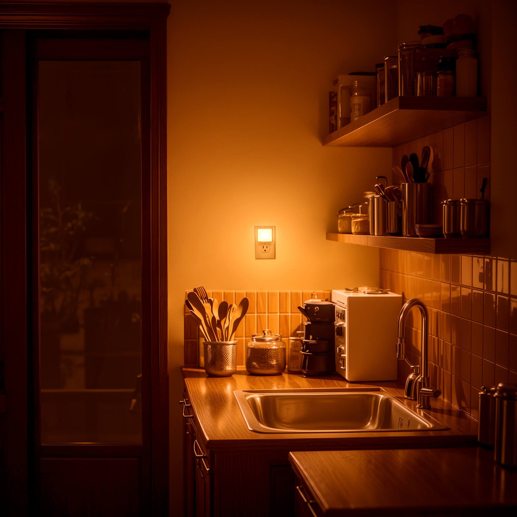 Alt View 2. Jandcase - JANDCASE 2-Pack 0.3W Plug-in Night Light, Amber Glow, Compact Square Design, Non-, Dusk-to-Dawn Auto Sensor - White.