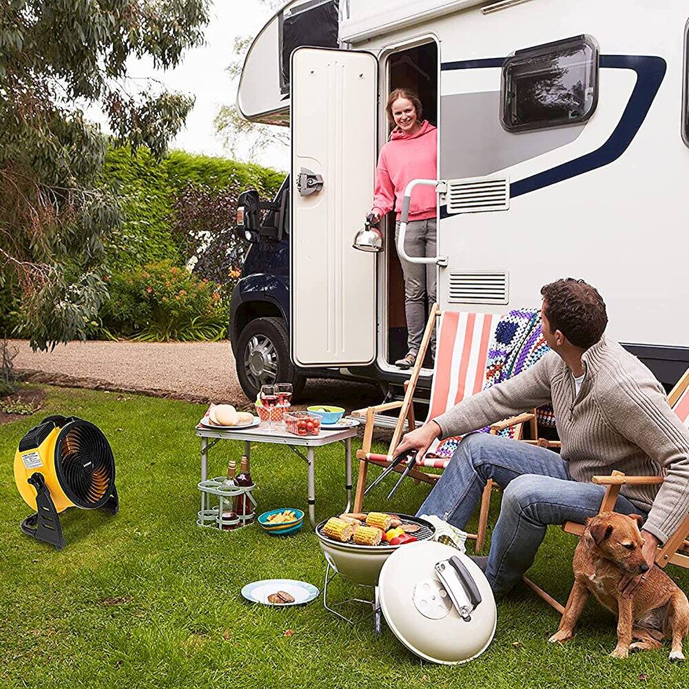 Alt View 2. XPOWER - Cordless Rechargeable 11" Sealed Brushless DC Motor Air Circulator Utility Fan - Yellow.