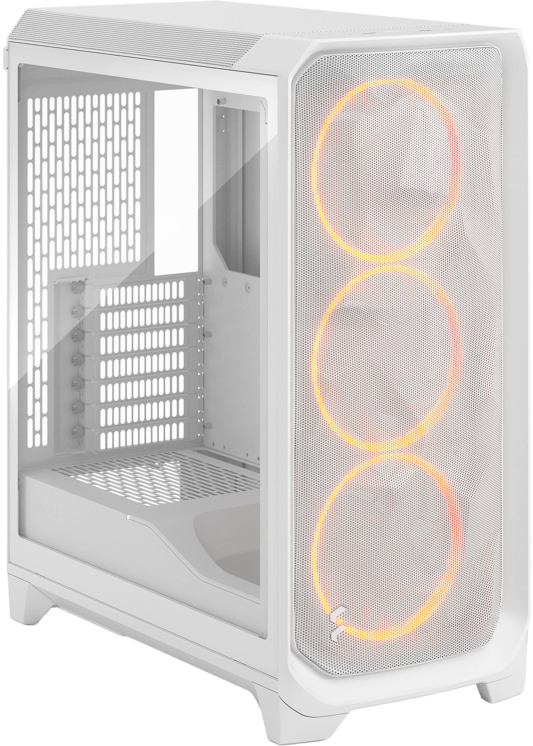 Alt View 7. Fractal Design - Meshify 3 RGB ATX mATX White Chassis with Clear TG Side Panel Mid-Tower PC Case - White.