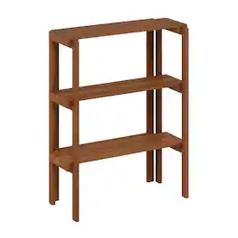 Furinno - Tioman Outdoor Toolless Multipurpose Display Shelf, Plant Stand, 3-Tier - Natural