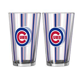 Logo Brands - Chicago Cubs Two-Piece 16oz. Striped Pint Glass Set - Multicolor