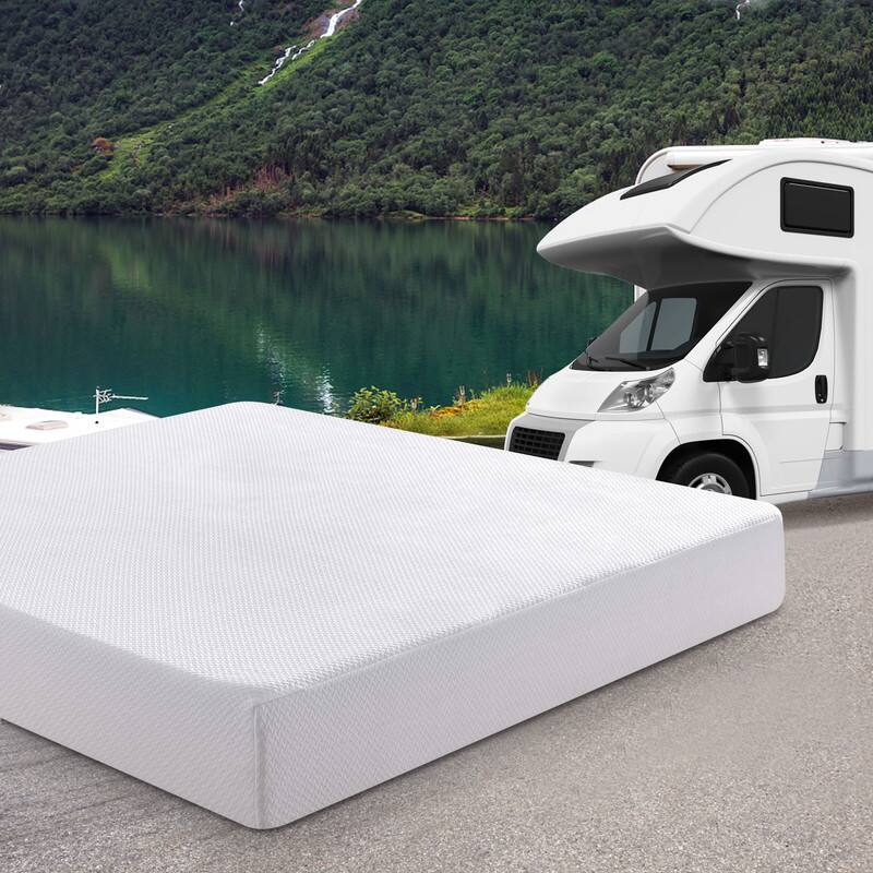 Angle. Vipbear - Vipbear RV Mattress Short Queen 8" Memory Foam Mattresses,Premium Cooling Green Tea/Gel Medium Firm Bed-Mattress - White.