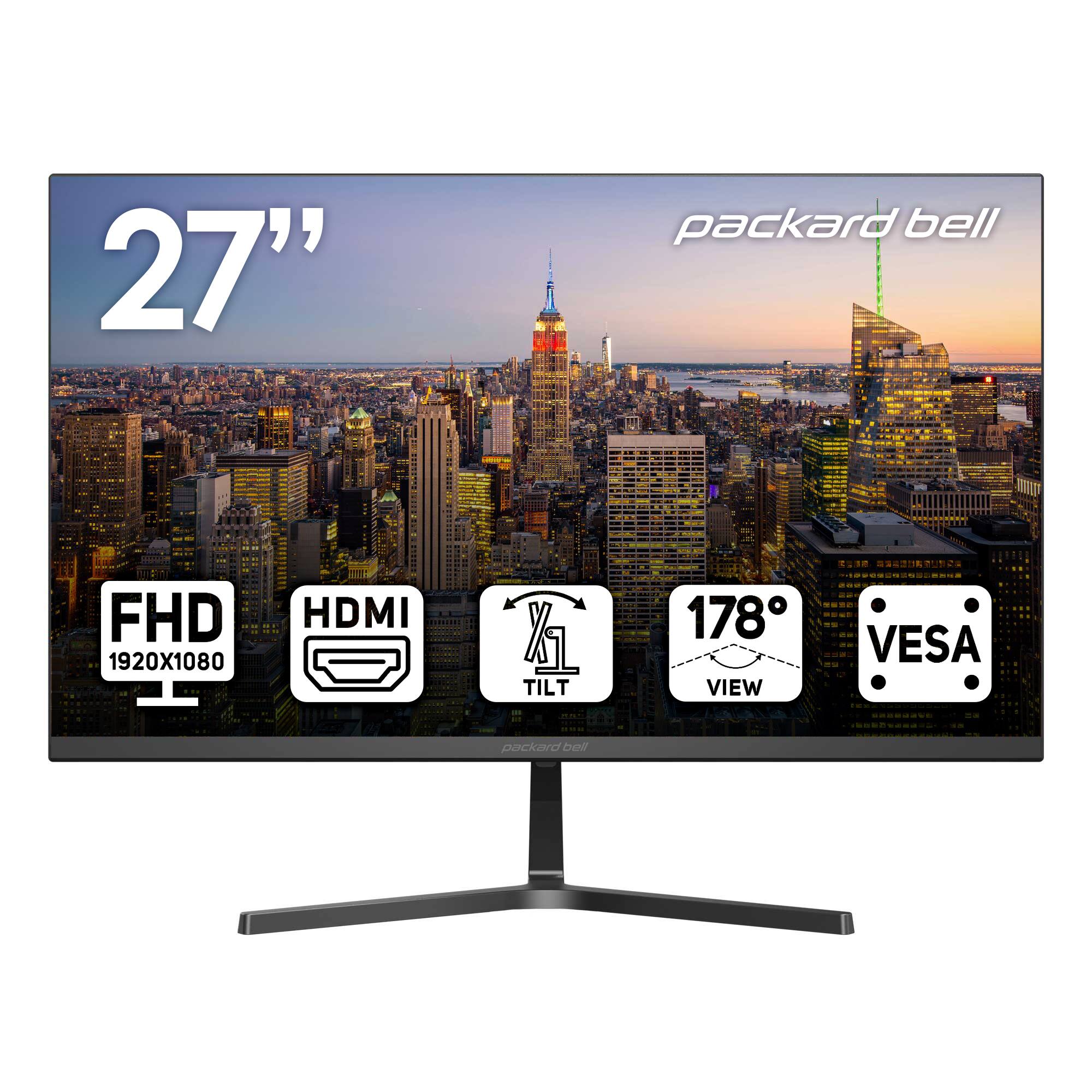 27" Packard Bell FHD 1920x1080 HDMI TILT 178° VIEW VESA