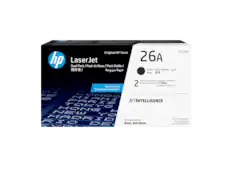 Original HP Toner
LaserJet
Pack / Pack de Deux / Pack Doble / 两件
Great Savings!
De grandes économies!
26A
Black / Noir
Color Negro / 黑色
Toner Cartridges / Cartouches de toner / 2 Cartuchos de tóner
JETINTELLIGENCE
HP LaserJet Pro M402, MFP M426
Not for individual sale
Non destiné à être vendu individuellement
CF226AD