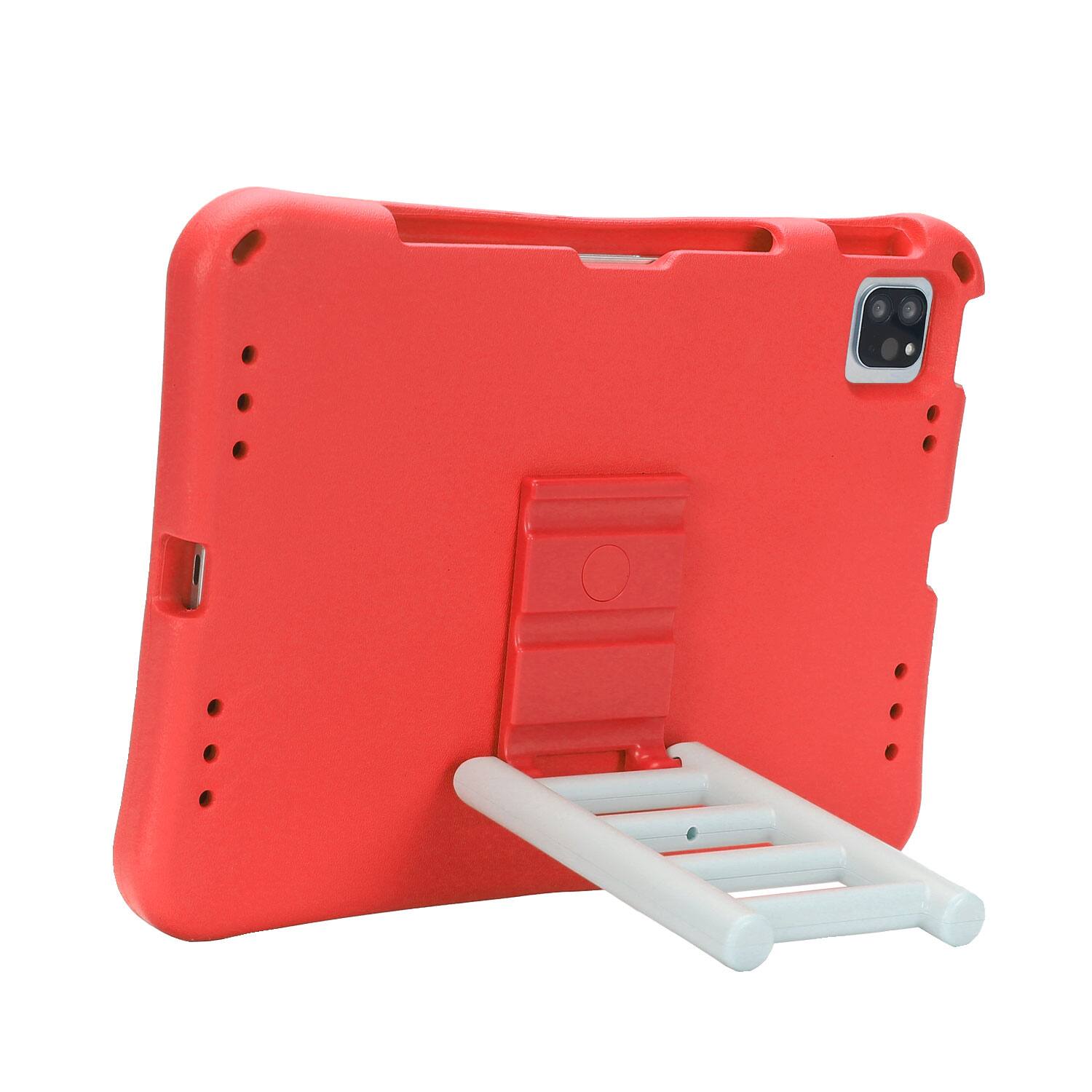 Left. Dteck - for Apple iPad Air (M4) 11" 2026/(M3) 2025/(M2) 2024 Rugged Case,Shockproof Heavy Duty EVA Cover with Rotating Stand - Red.