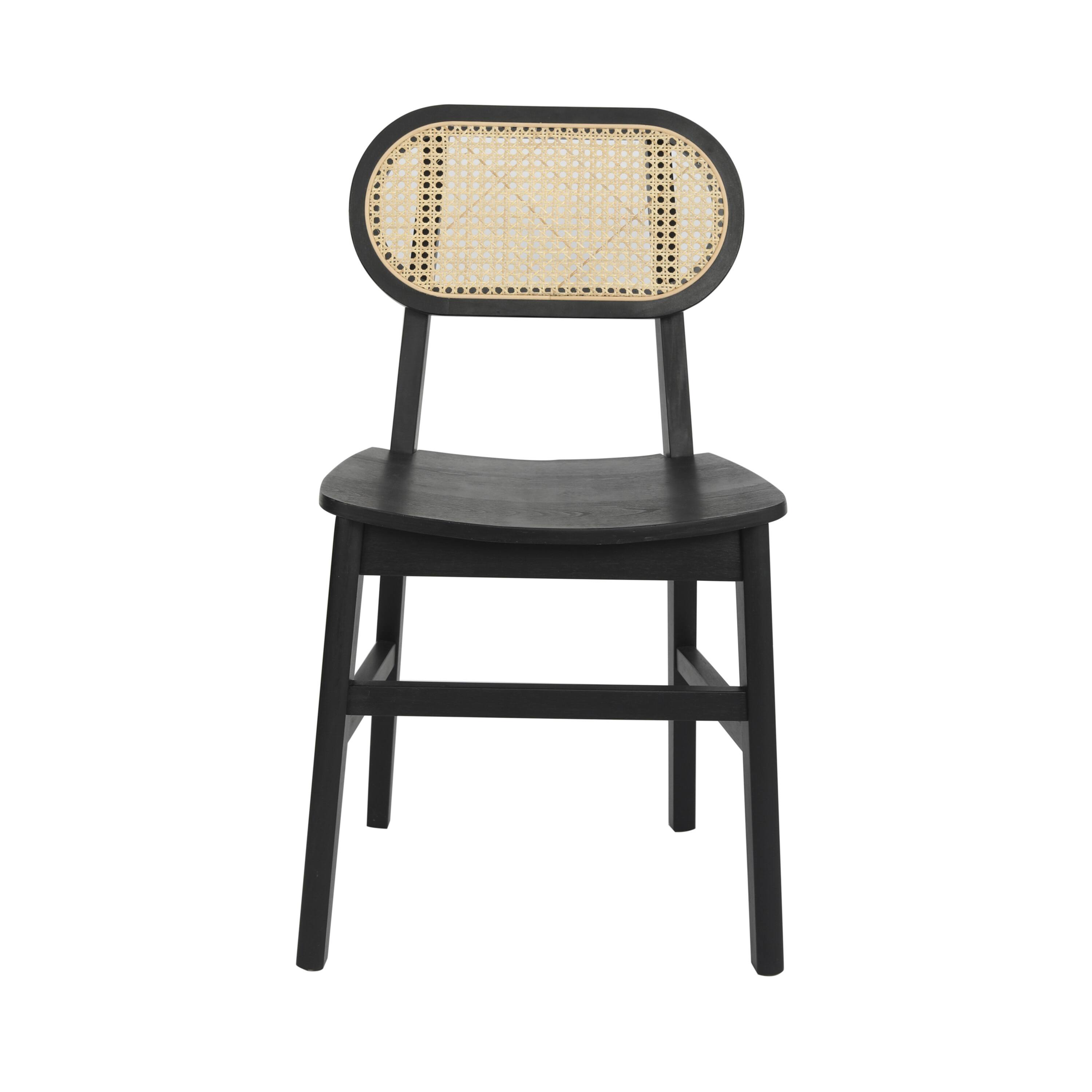 Alt View 10. Emma + Oliver - Marley Set of 2 Cane Rattan Dining or Accent Chairs with Solid Wood Frames and Seats and Woven Backrest - Black.