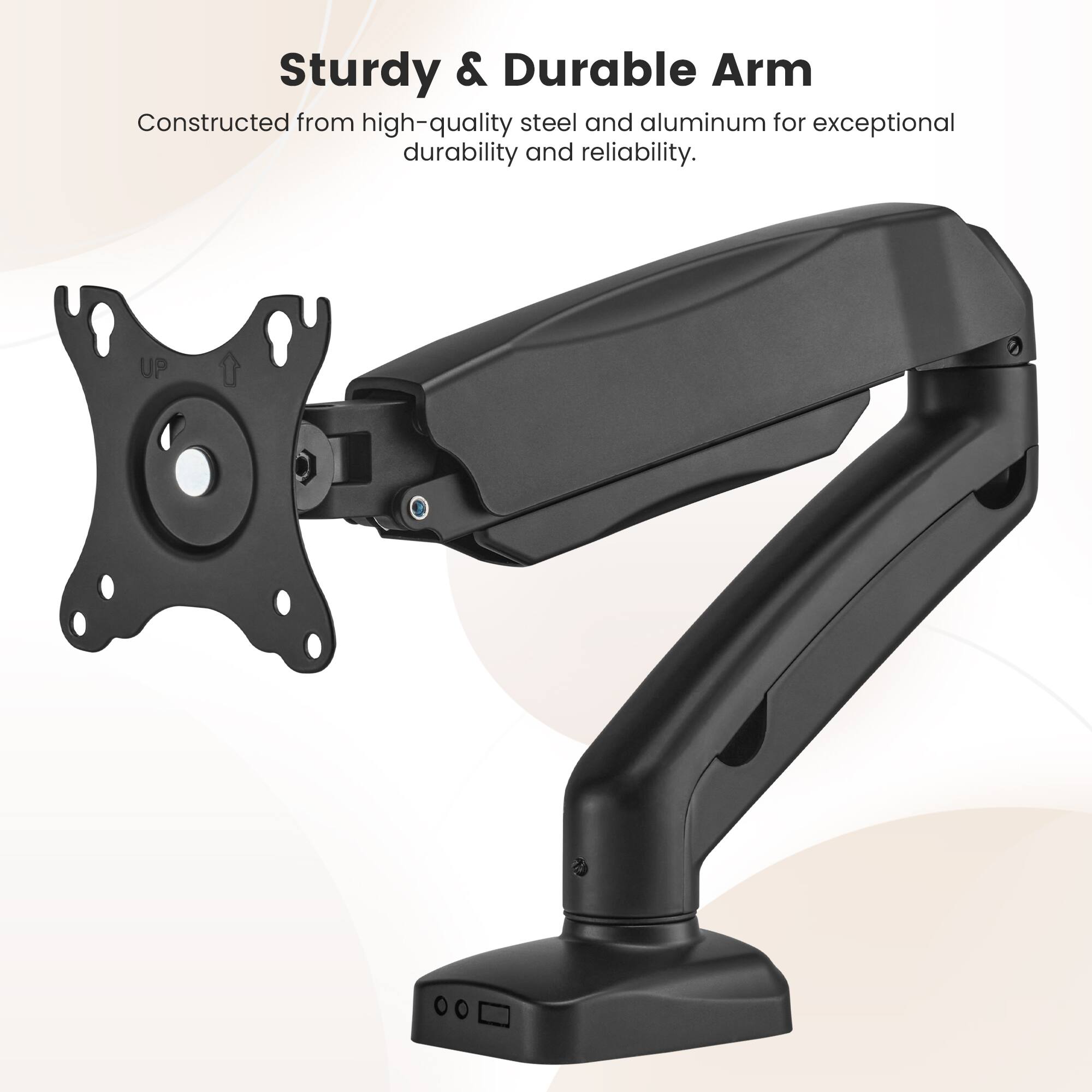 Sturdy & Durable Arm Constructed from high-quality steel and aluminum for exceptional durability and reliability.