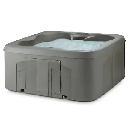 Front. Lifesmart - LifeSmart LS100 Taupe 4 Person Plug and Play Square Hot Tub Spa with Black Cover - Taupe.