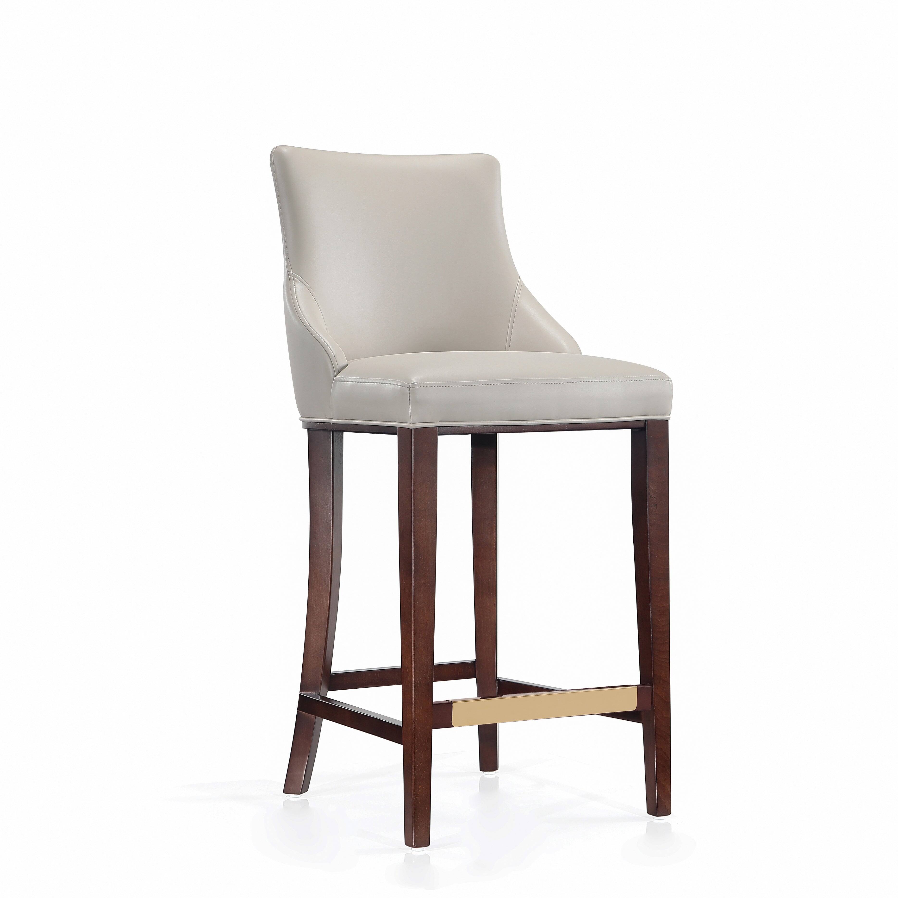 Alt View 1. Manhattan Comfort - Shubert Modern Wood Upholstered Barstool - Light Gray.